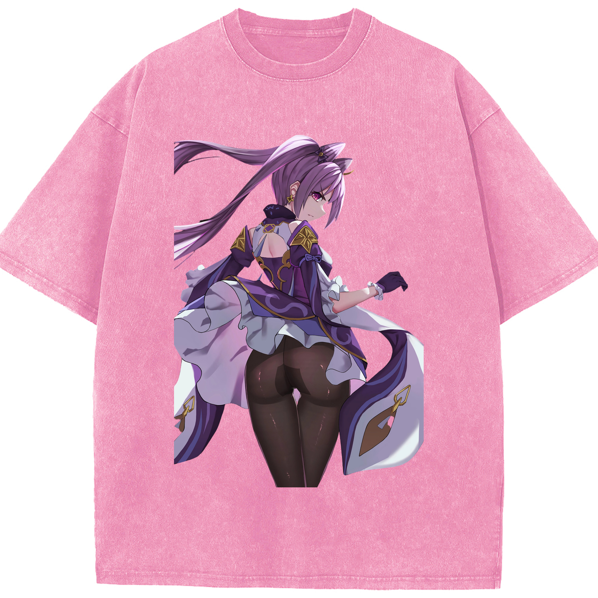 げんし神 刻晴 こくせい genshin Kokusei 綿100% ヴィンテージ風 半袖Tシャツ（フロントプリント）